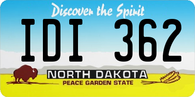 ND license plate IDI362