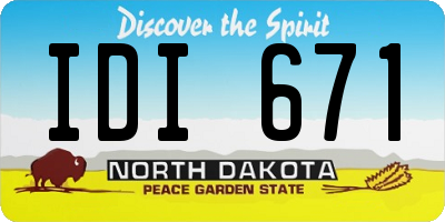 ND license plate IDI671