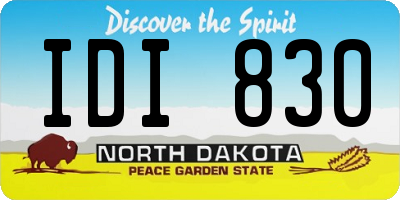 ND license plate IDI830