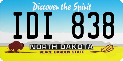 ND license plate IDI838