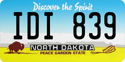 ND license plate IDI839