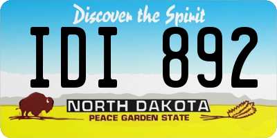 ND license plate IDI892