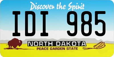 ND license plate IDI985