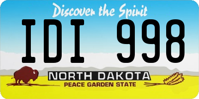 ND license plate IDI998