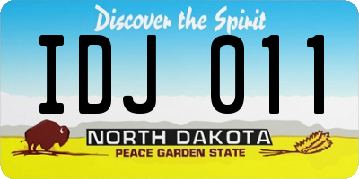 ND license plate IDJ011