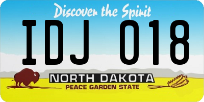 ND license plate IDJ018