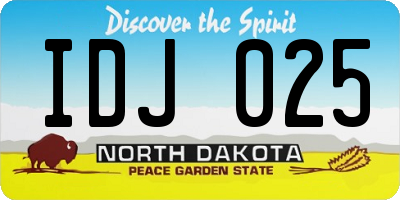 ND license plate IDJ025