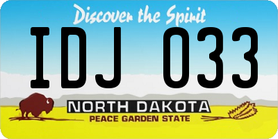 ND license plate IDJ033