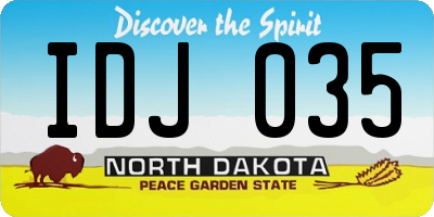 ND license plate IDJ035