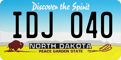 ND license plate IDJ040