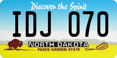 ND license plate IDJ070