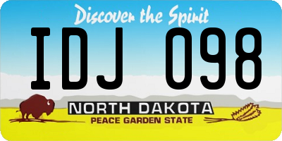 ND license plate IDJ098