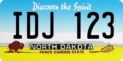 ND license plate IDJ123