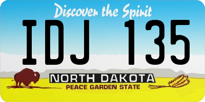 ND license plate IDJ135
