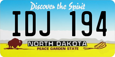 ND license plate IDJ194