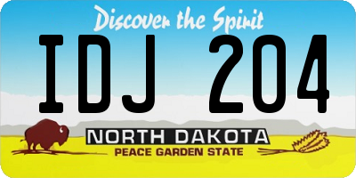 ND license plate IDJ204