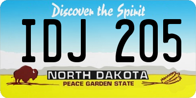 ND license plate IDJ205