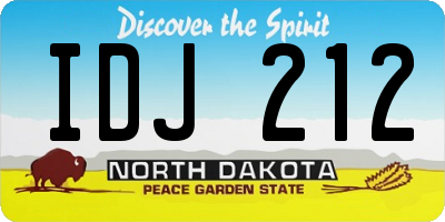 ND license plate IDJ212
