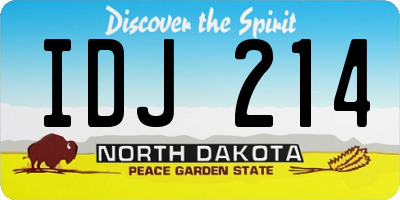 ND license plate IDJ214