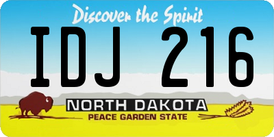 ND license plate IDJ216