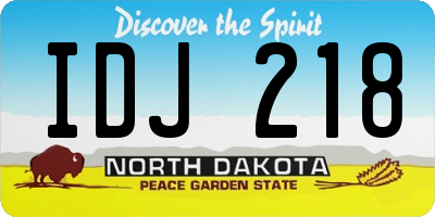 ND license plate IDJ218