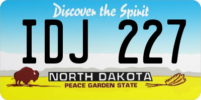 ND license plate IDJ227