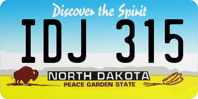 ND license plate IDJ315