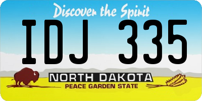 ND license plate IDJ335