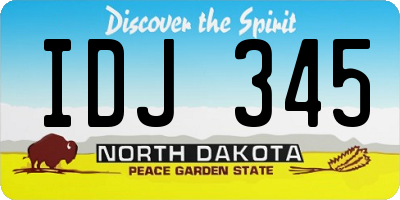 ND license plate IDJ345