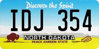 ND license plate IDJ354