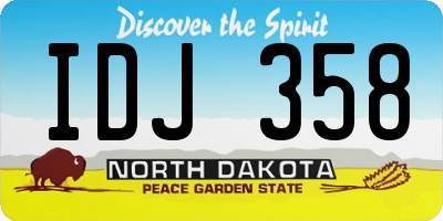 ND license plate IDJ358