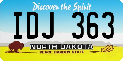 ND license plate IDJ363