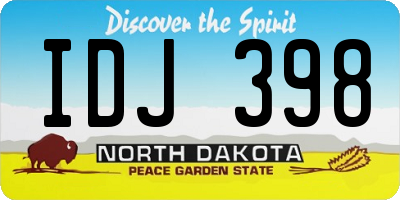 ND license plate IDJ398