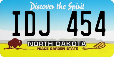 ND license plate IDJ454