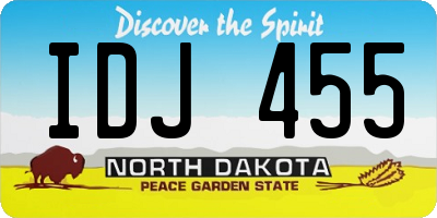 ND license plate IDJ455