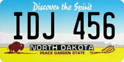 ND license plate IDJ456