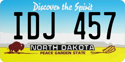ND license plate IDJ457