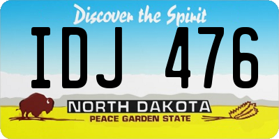 ND license plate IDJ476
