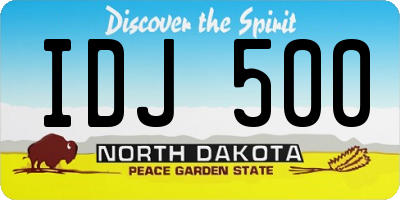 ND license plate IDJ500