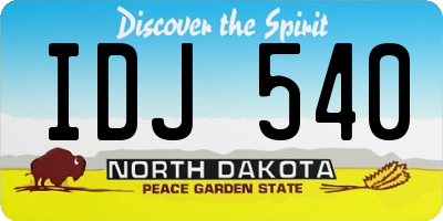ND license plate IDJ540