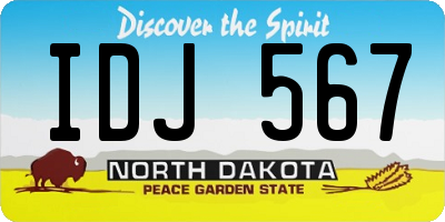ND license plate IDJ567