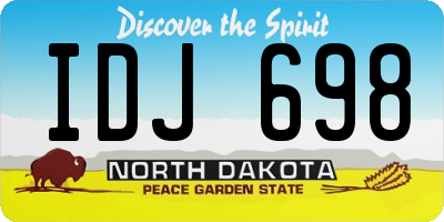 ND license plate IDJ698