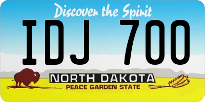 ND license plate IDJ700