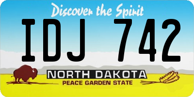 ND license plate IDJ742