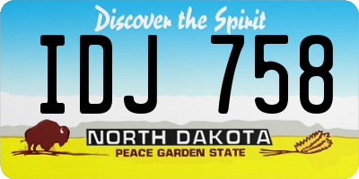 ND license plate IDJ758