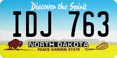 ND license plate IDJ763