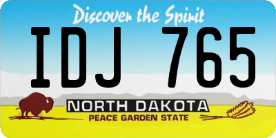 ND license plate IDJ765