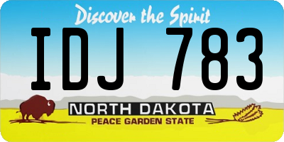 ND license plate IDJ783