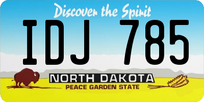 ND license plate IDJ785