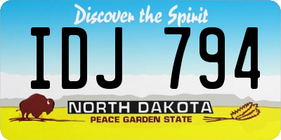 ND license plate IDJ794